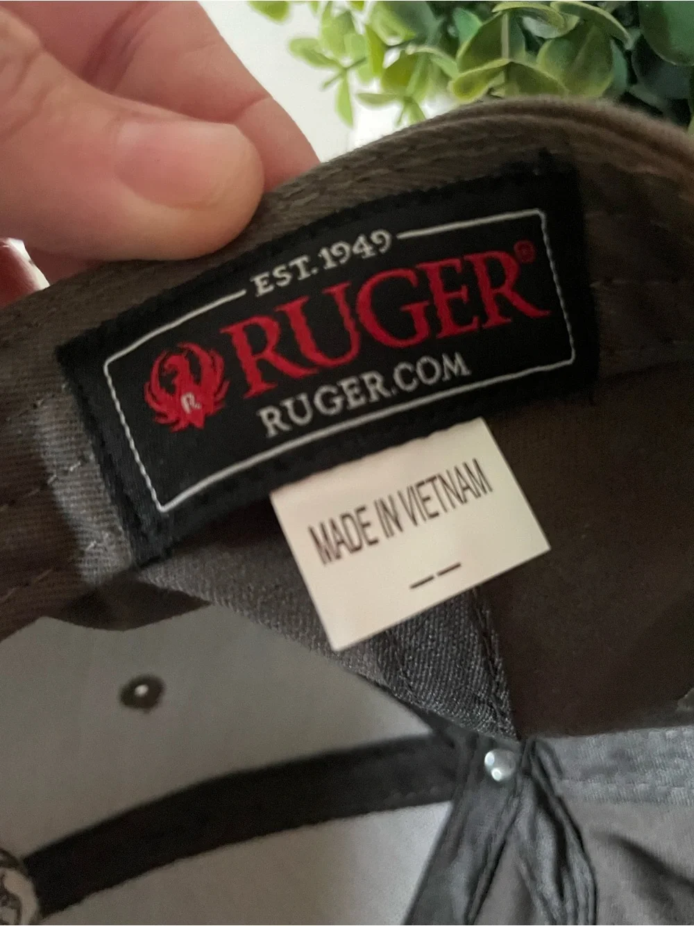 Like New Ruger Adjustable Gray Logo Hat with Velcro strap